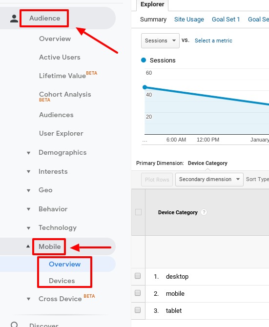 how to check your device search percentage in google analytics